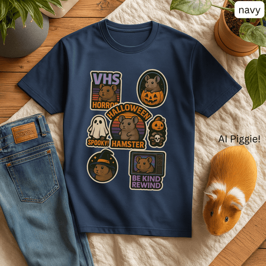 Vintage 80s Halloween Hamster Shirt - Retro Spooky, Creepy Cute Graphic Tee, Funny Animal Lovers Top, Horror Fall Gift, Retro Nostalgia