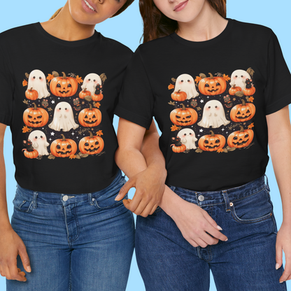 Kawaii Ghost Pumpkin T Shirt - Cute Spooky Halloween Tee