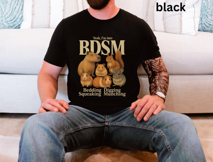 Funny Rodent Lover Gift BDSM Shirt - Bedding Digging Squeaking Munching Tee