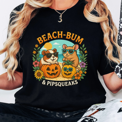 Beach Bum Pipsqueaks Guinea Pig T Shirt - Summer Halloween Mashup Graphic Tee