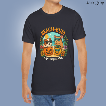 Beach Bum Pipsqueaks Guinea Pig T Shirt - Summer Halloween Mashup Graphic Tee