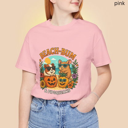 Beach Bum Pipsqueaks Guinea Pig T Shirt - Summer Halloween Mashup Graphic Tee