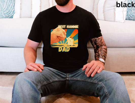 Best Hammie Dad T Shirt - Cute Hamster Pet Lover Graphic Tee, Funny Gift for Hamster Owners and Rodent Dads, Quirky Geek Gift