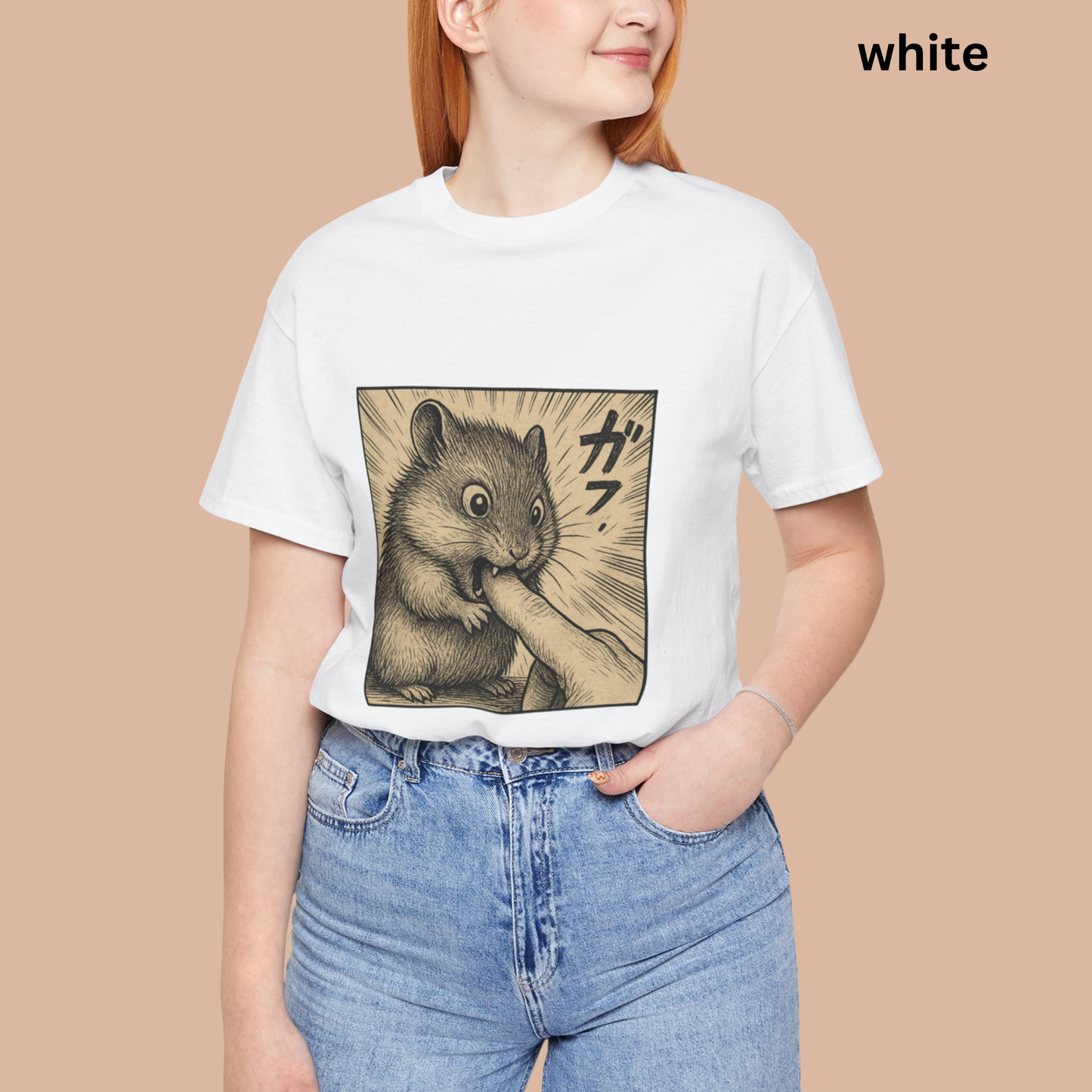 Funny Hamster Bite Shirt - Manga Style Pet Tee, Anime Hamster Meme T-Shirt, Kawaii Rat Mouse Gift, Cute Japanese Comic Top
