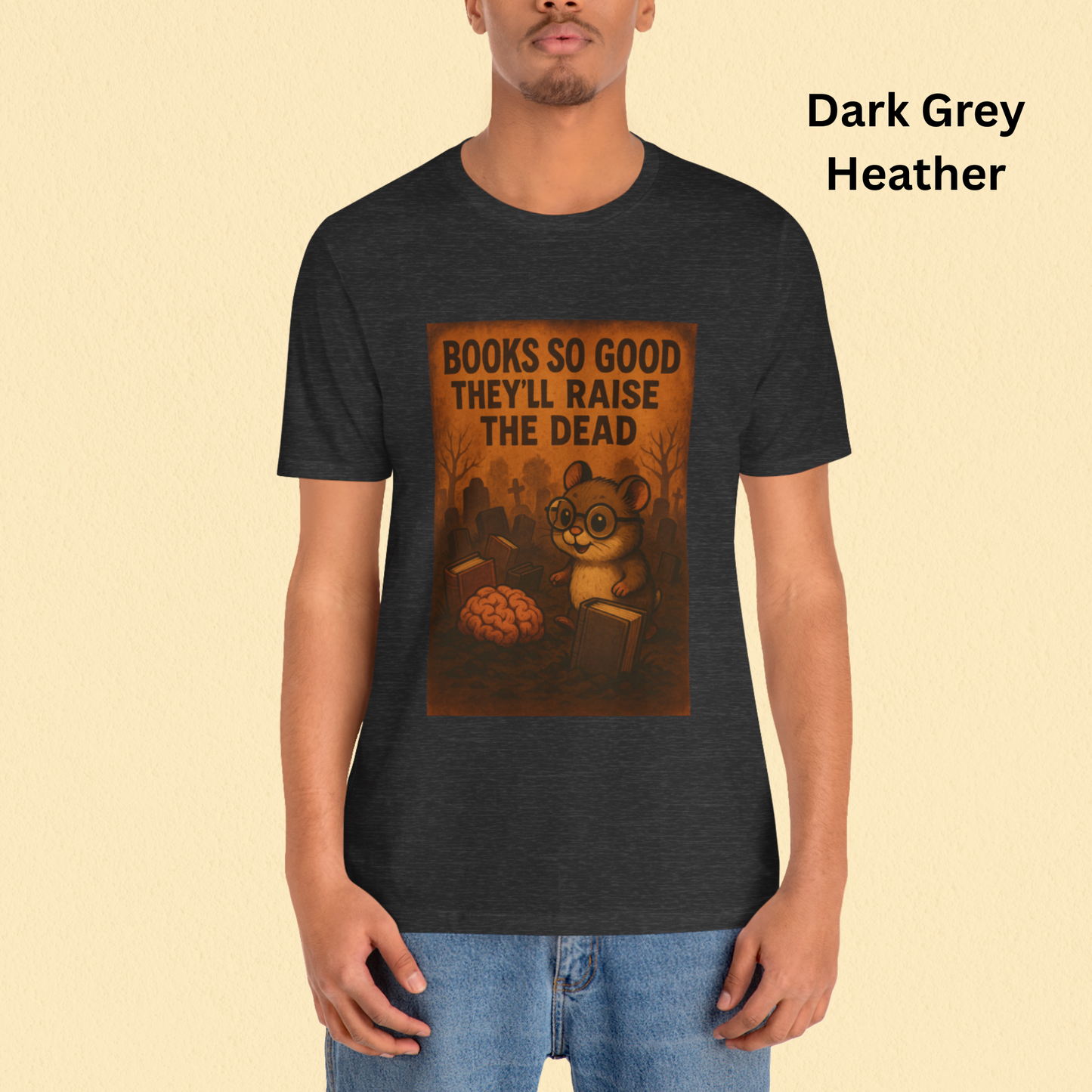 Funny Book Lover Shirt - Halloween Reading Tee, Zombie Hamster Poster Style Graphic, Spooky Librarian Gift, Retro Poster Graphic Tee