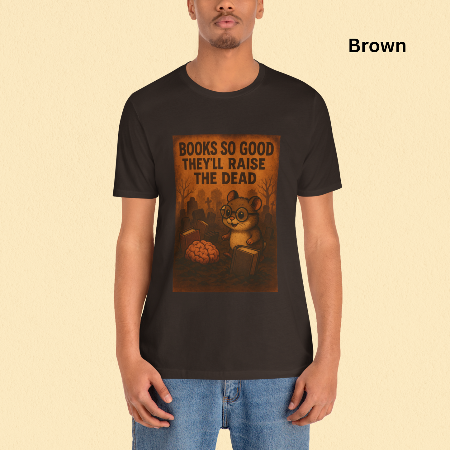 Funny Book Lover Shirt - Halloween Reading Tee, Zombie Hamster Poster Style Graphic, Spooky Librarian Gift, Retro Poster Graphic Tee