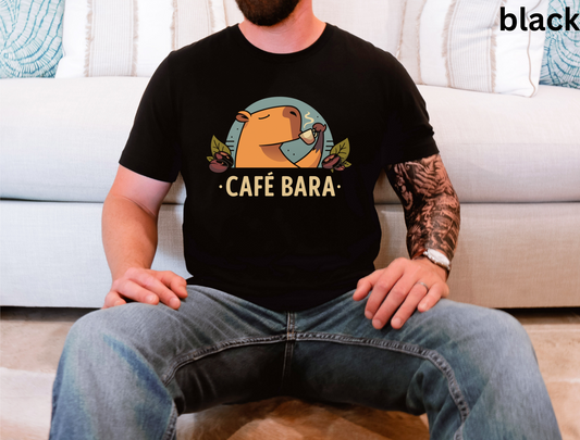 Capybara Coffee T-Shirt | Cute Café Bara Graphic Tee for Coffee Lovers, Animal Fans & Barista Gift Funny Aesthetic Shirt
