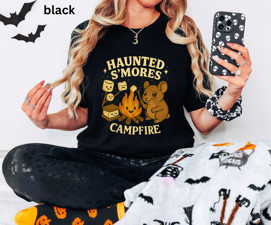 Haunted Smores Campfire Shirt - Cute Halloween Camping T Shirt, Spooky Marshmallow Ghost Tee, Funny Campfire Graphic Top, Fall Cozy Gift