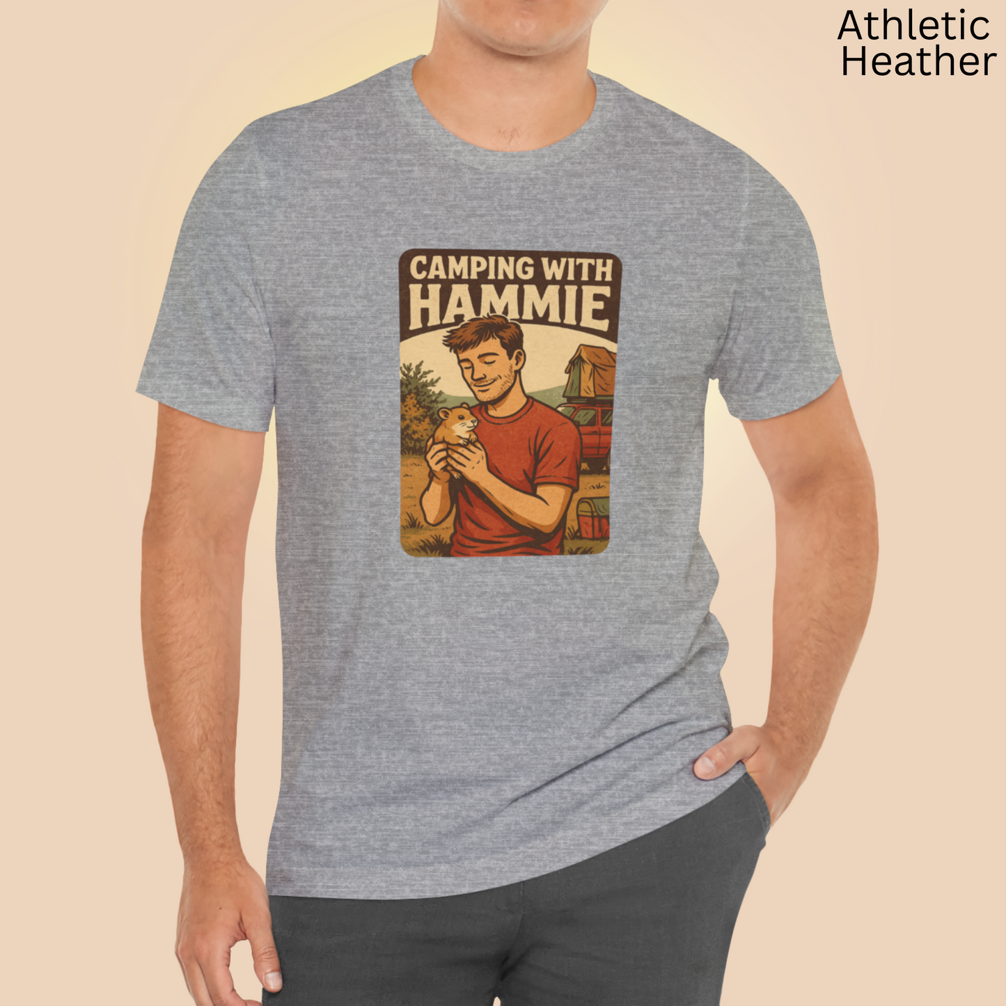 Camping With Hammie T Shirt - Hamster Lover Gift, Retro Outdoor Graphic Tee, Hiking Adventure, Pet Owner Apparel, Wilderness Style