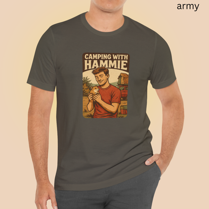 Camping With Hammie T Shirt - Hamster Lover Gift, Retro Outdoor Graphic Tee