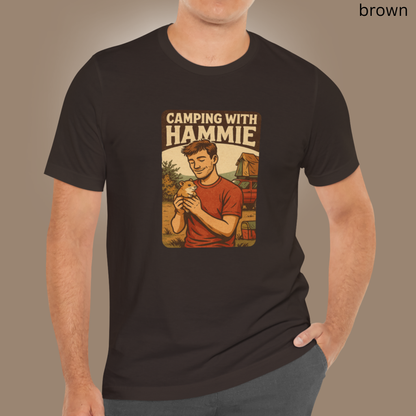 Camping With Hammie T Shirt - Hamster Lover Gift, Retro Outdoor Graphic Tee