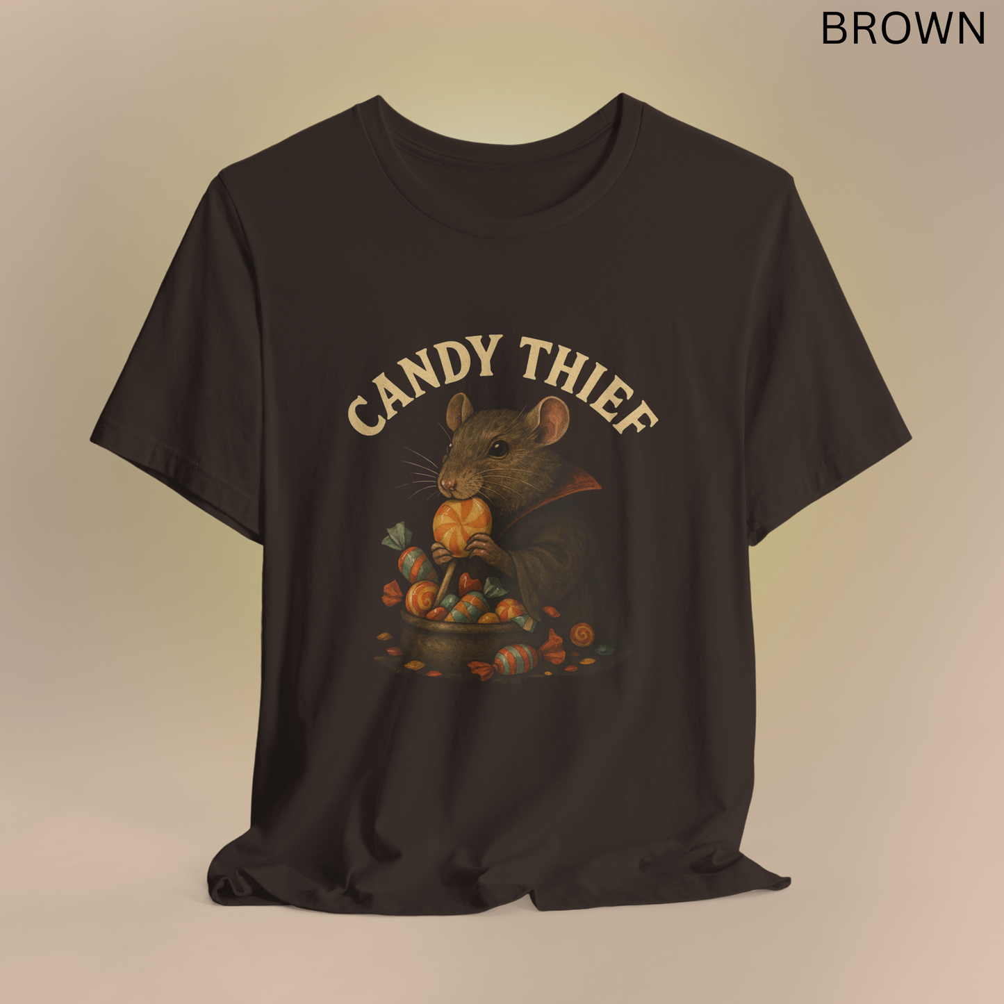 Halloween Mouse T-Shirt Candy - Thief Rodent Graphic Tee ,Spooky Trick or Treat Gothic Animal Shirt