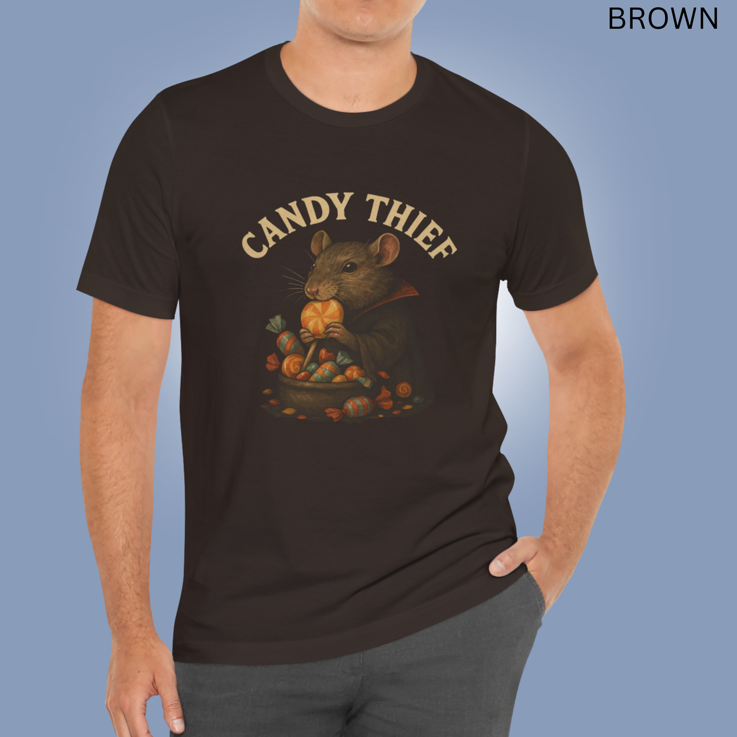 Halloween Mouse T-Shirt Candy - Thief Rodent Graphic Tee ,Spooky Trick or Treat Gothic Animal Shirt