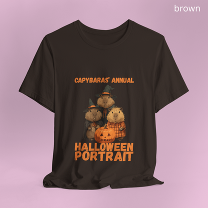 Familial Capybara Halloween Shirt - Cute Witch Hat Pumpkin