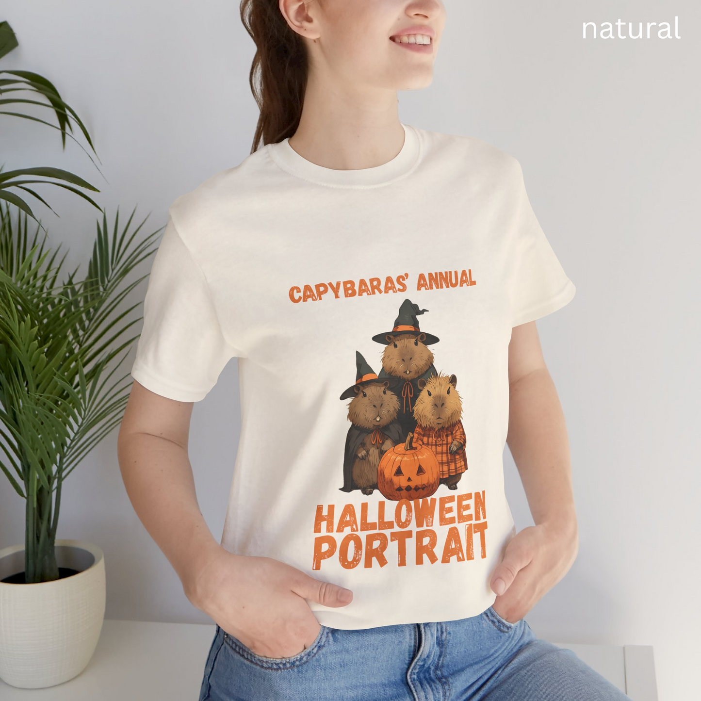 Funny Capybara Halloween Shirt - Cute Witch Hat Pumpkin, Capybaras Familial Portrait Tee, Family gift, Spooky season, Gift for horror fans