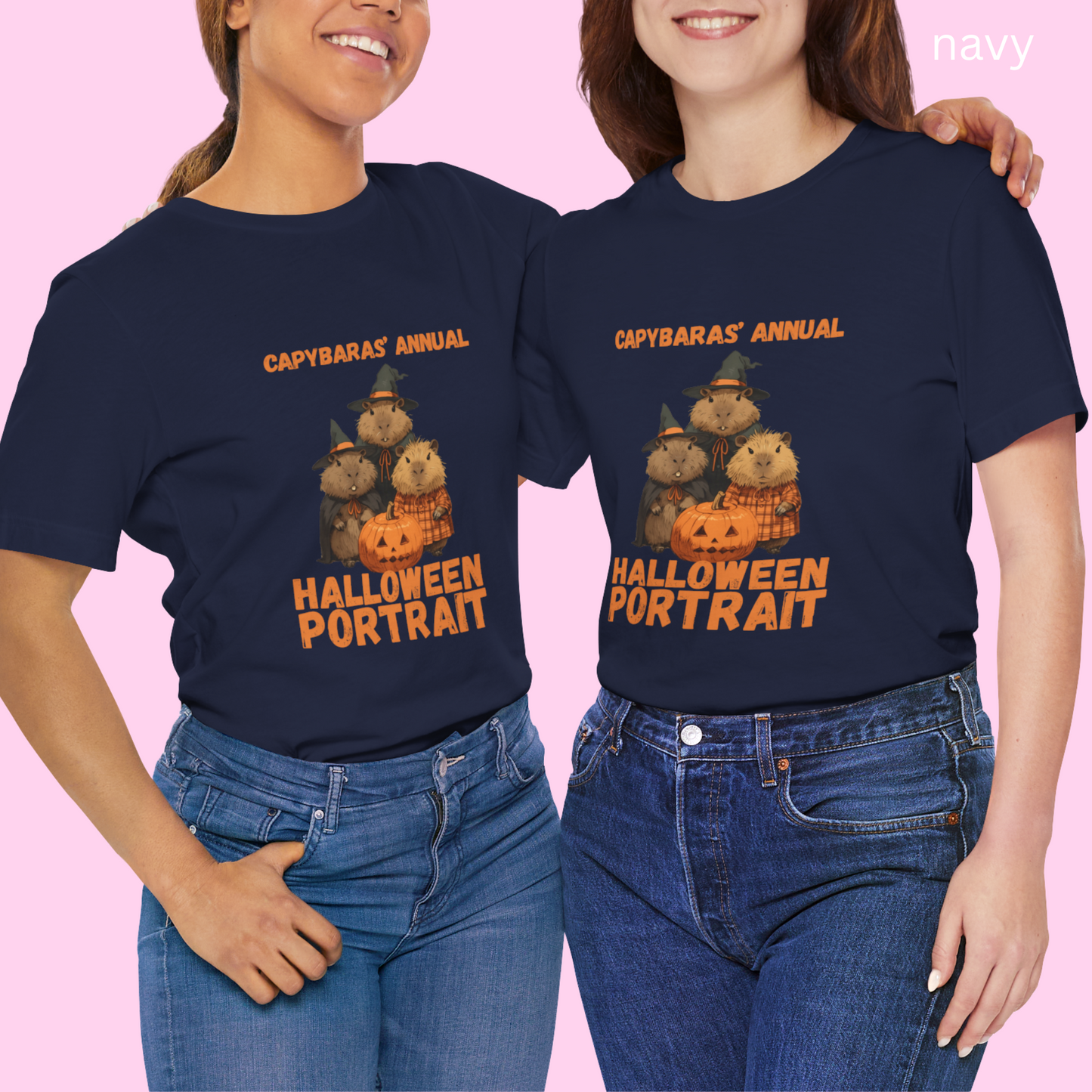 Funny Capybara Halloween Shirt - Cute Witch Hat Pumpkin, Capybaras Familial Portrait Tee, Family gift, Spooky season, Gift for horror fans