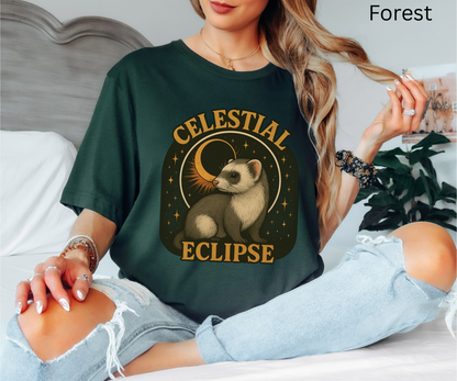 Celestial Eclipse Ferret - Mystical Animal T Shirt