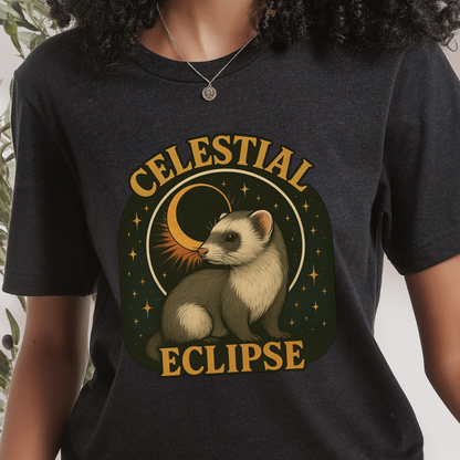 Celestial Eclipse Ferret - Mystical Animal T Shirt