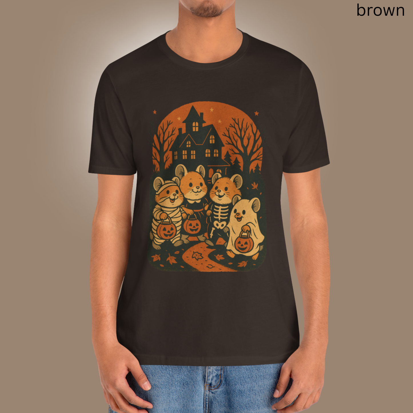 Halloween Mice T Shirt - Trick or Treat Graphic Tee, Spooky Cute, Mouse Lover Gift, Fall Rodent Apparel, Vintage Haunted House Style