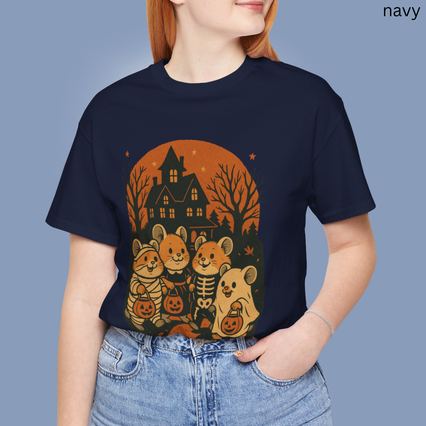 Halloween Mice T Shirt - Trick or Treat Graphic Tee, Spooky Cute, Mouse Lover Gift, Fall Rodent Apparel, Vintage Haunted House Style