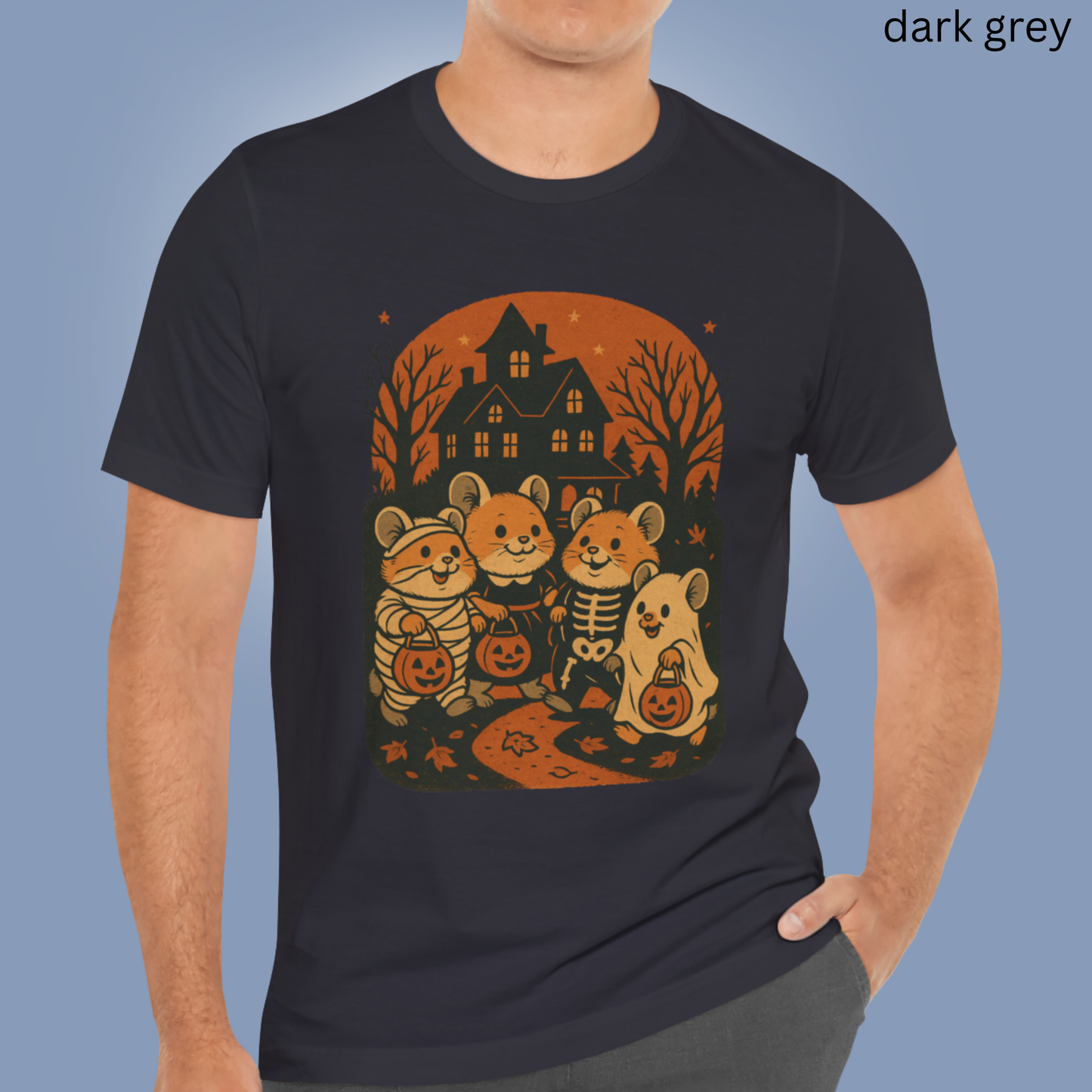 Halloween Mice T Shirt - Trick or Treat Graphic Tee, Spooky Cute, Mouse Lover Gift, Fall Rodent Apparel, Vintage Haunted House Style