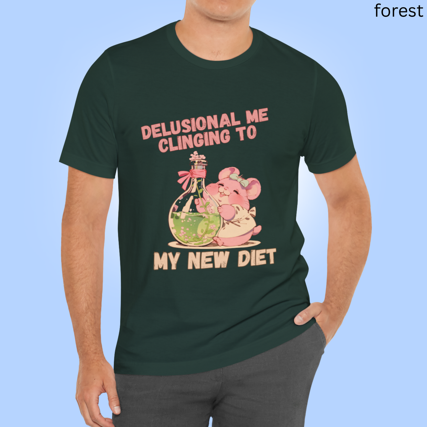 Diet Humor T Shirt - Delusional Me Quote, Mouse Graphic Tee, Fitness Gift, Whimsical Animal Apparel, Retro Kawaii Style Fashion