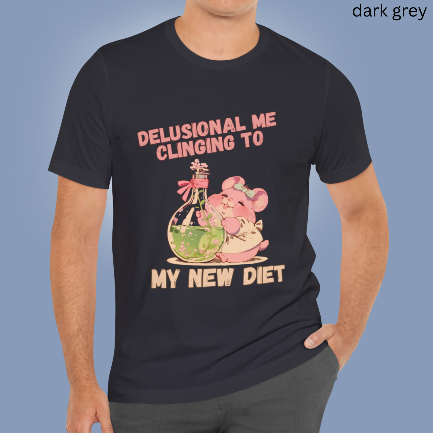 Diet Humor T Shirt - Delusional Me Quote, Mouse Graphic Tee, Fitness Gift, Whimsical Animal Apparel, Retro Kawaii Style Fashion
