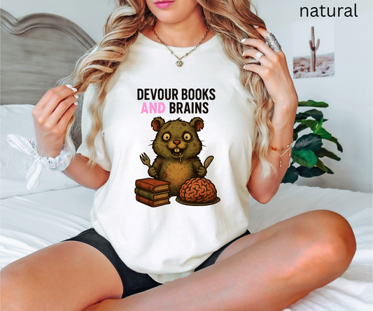 Zombie Hamster Halloween T Shirt - Funny Book Lover Graphic Tee, Spooky Vintage Reading Shirt, Horror Humor Top, Unique Halloween Gift
