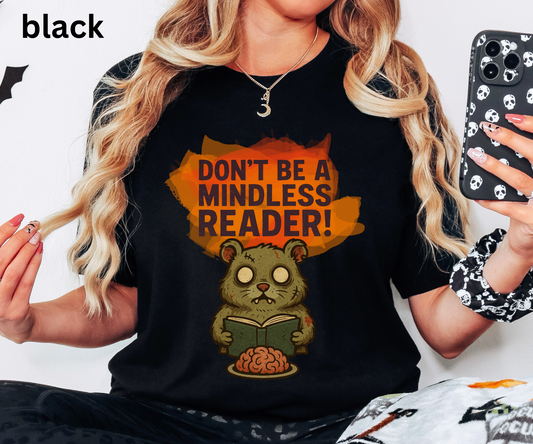 Zombie Hamster Halloween T Shirt - Funny Book Lover Graphic Tee, Spooky Reading Top, Creepy Cute Horror Humor Gift for Readers