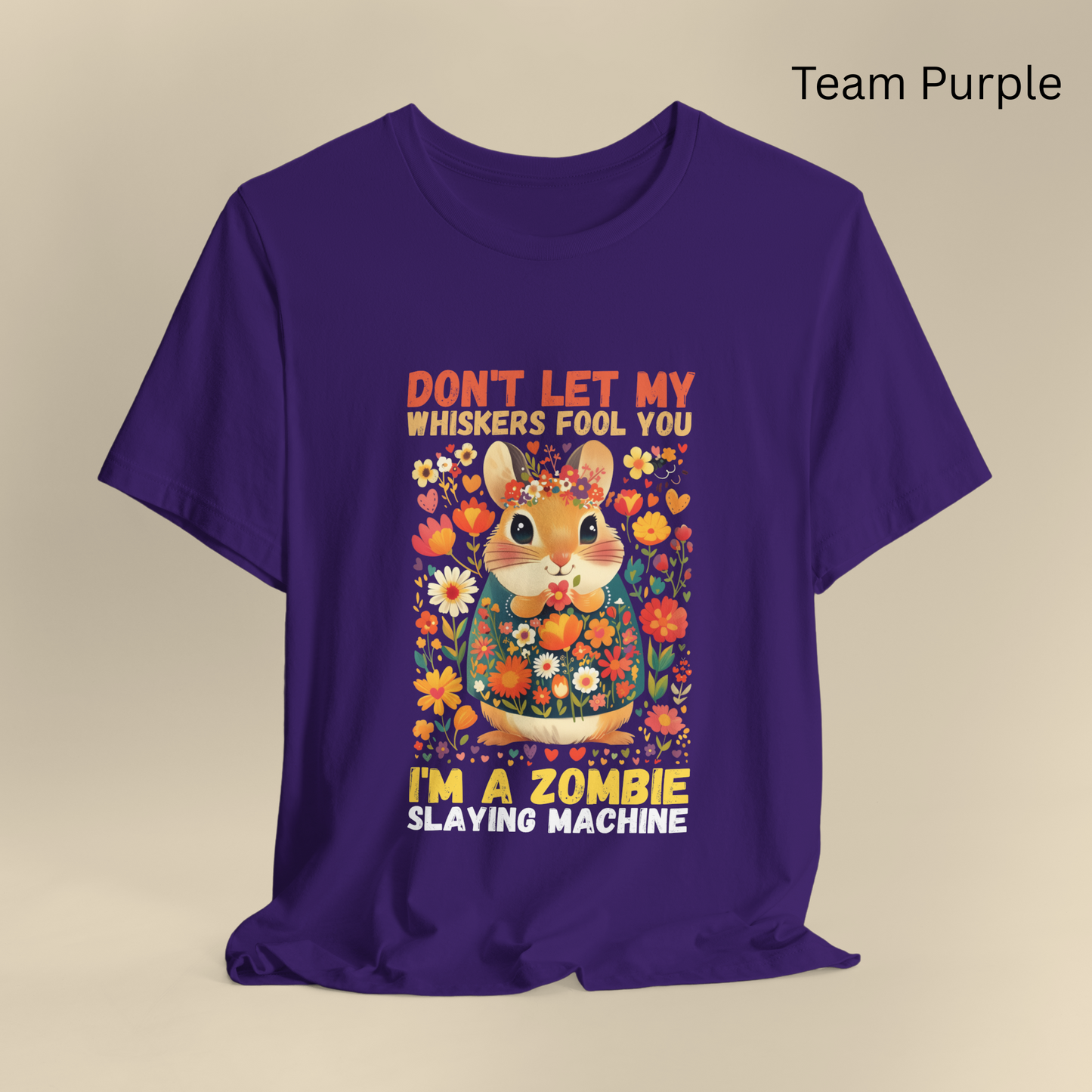 Girly Hamster Zombie Slayer Shirt - Dark Fantasy Gamer Tee, Cute Goth Humor Pet Lover T-Shirt, Floral Aesthetic Rodent Top