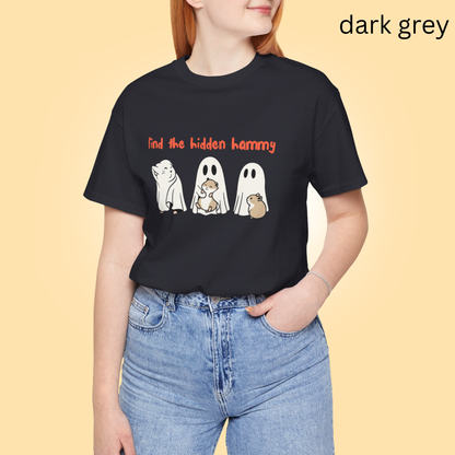 Find the Hidden Hammy T Shirt - Ghosts Holding Cute Hamsters Halloween Tee