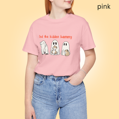 Find the Hidden Hammy T Shirt - Ghosts Holding Cute Hamsters Halloween Tee