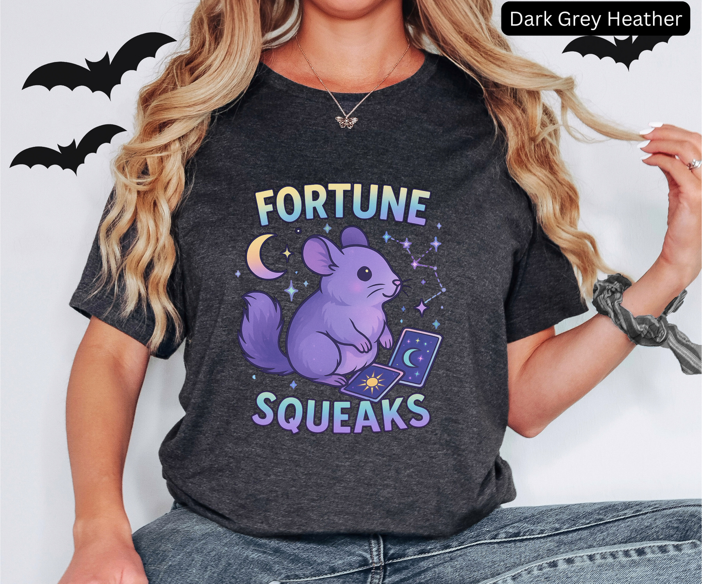 Tarot Chinchilla Shirt - Fortune Squeaks, Astrology Constellation Tee, Witchy Graphic Top, Mystical Moon Stars, Gift for Animal Lovers