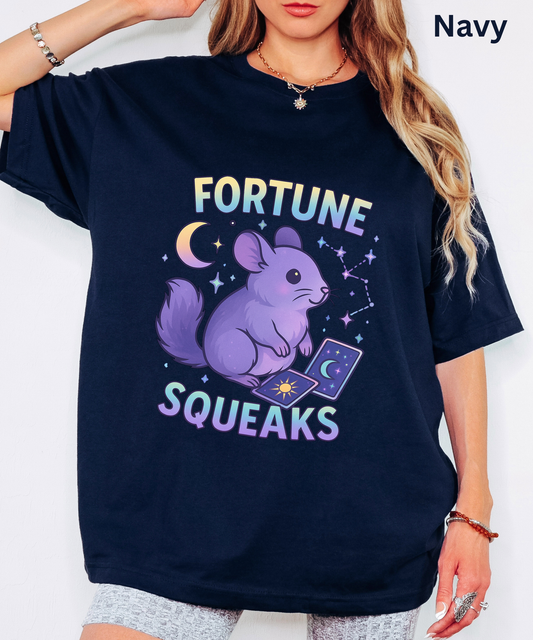 Tarot Chinchilla Shirt - Fortune Squeaks, Astrology Constellation Tee, Witchy Graphic Top, Mystical Moon Stars, Gift for Animal Lovers