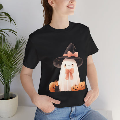 Halloween Smiling Ghost with Cute Little Mouse Tee