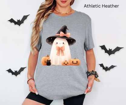 Halloween Smiling Ghost with Cute Little Mouse Tee