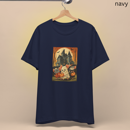 Halloween Haunted Mouse House T-Shirt - Spooky Cute Rodent Graphic Tee