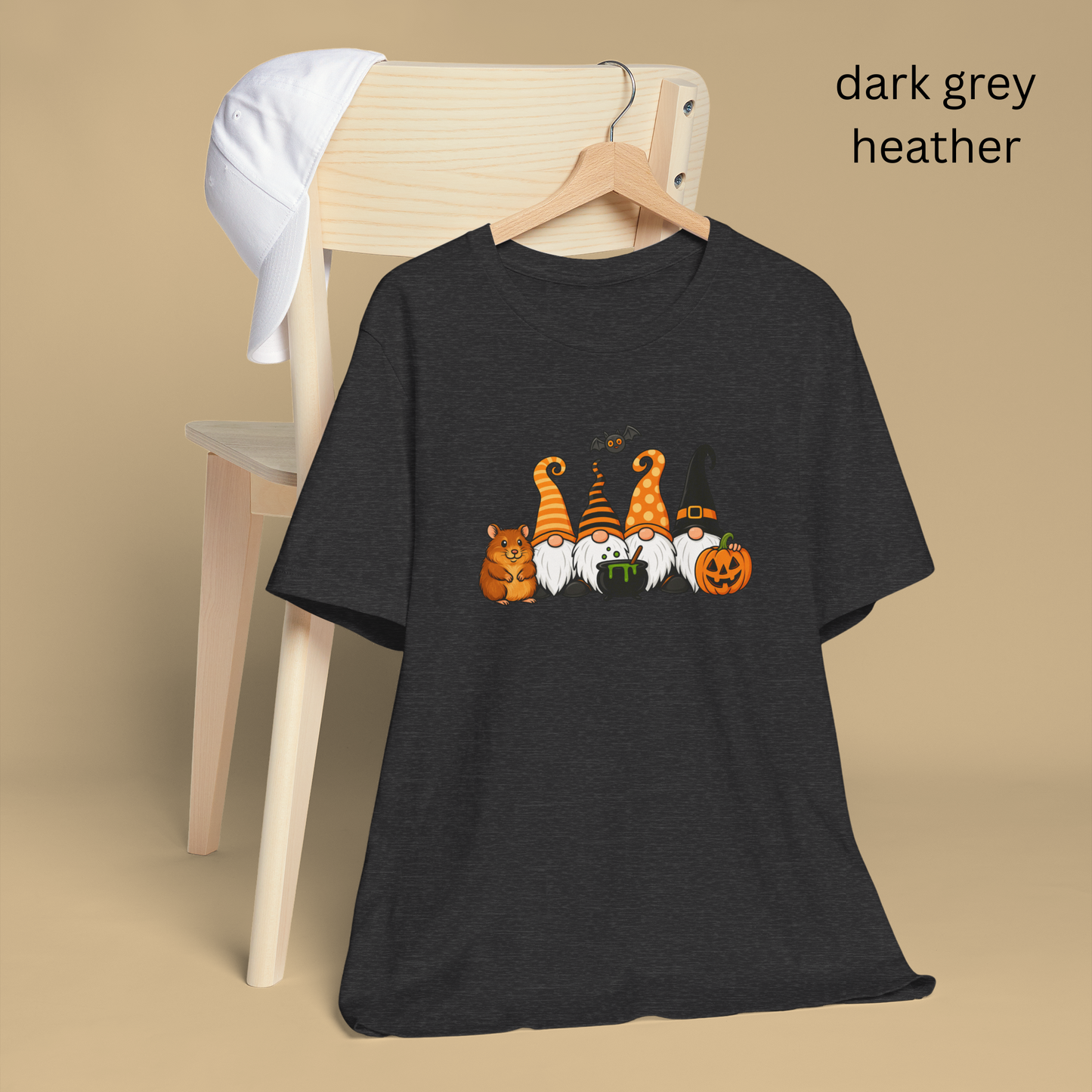Funny Halloween Hamster Gnomes T-Shirt - Cute Witch Gnome with Pumpkin and Cauldron, Spooky Fall Hamster Tee
