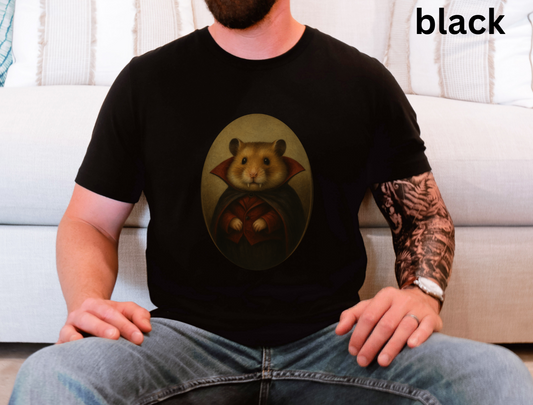 Vintage Dracula T-shirt - Vampire Hamster Tee, Funny Gothic Dark Humor Top, Spooky Seaon, Classic Horror Gift, Book Lover Gift