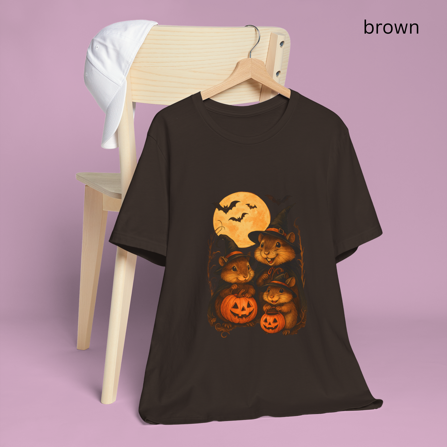 Cute Halloween Rodent Shirt - Cute Mice and Rats Witches with Pumpkins and Full Moon Tee, Haunted familial Campfire, Halloween spooky season