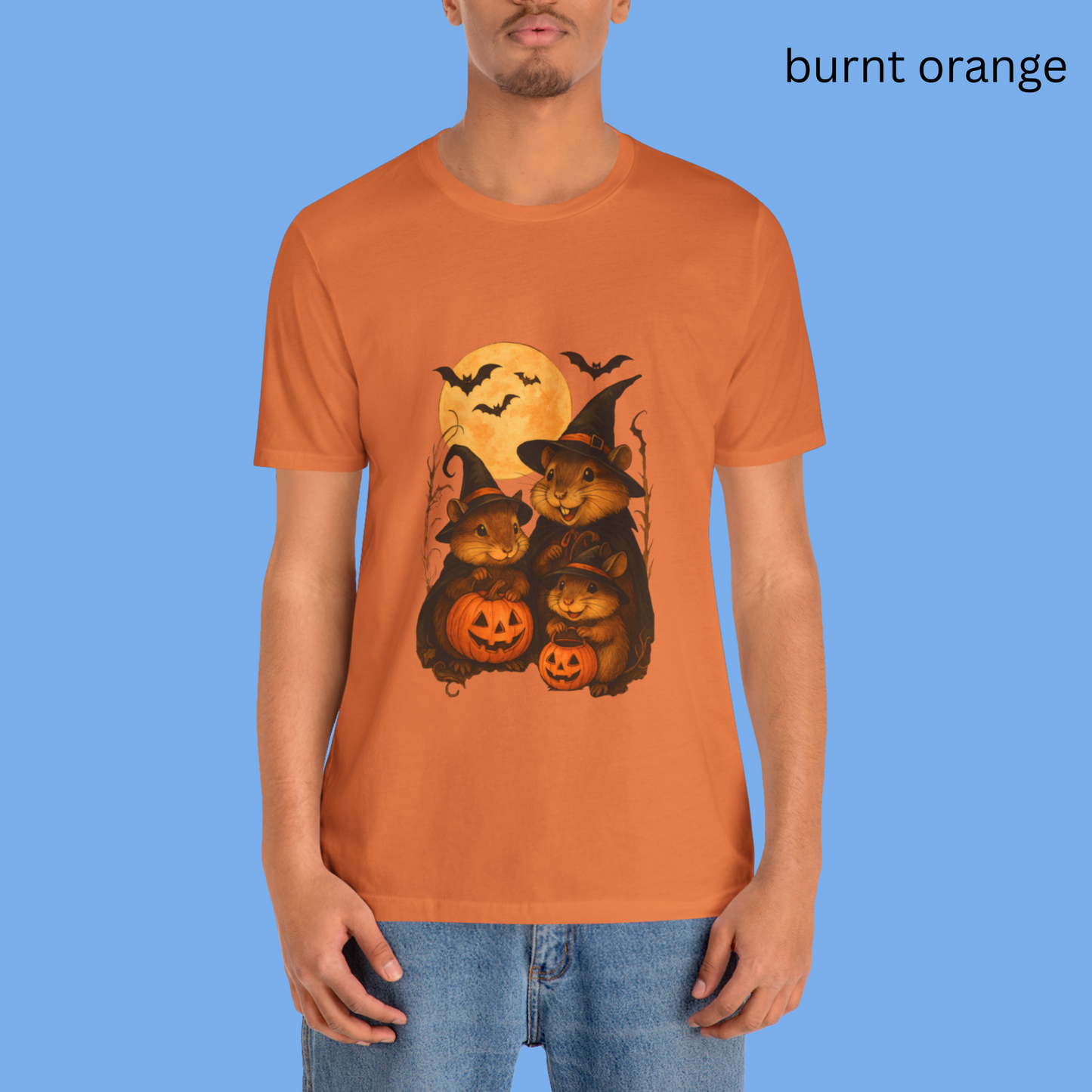 Cute Halloween Rodent Shirt - Cute Mice and Rats Witches with Pumpkins and Full Moon Tee, Haunted familial Campfire, Halloween spooky season