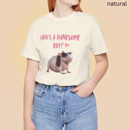 Who's A Handsome Boy? Skinny Pig T Shirt - Hairless Guinea Pig Lover