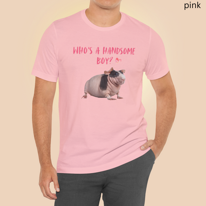 Who's A Handsome Boy? Skinny Pig T Shirt - Hairless Guinea Pig Lover