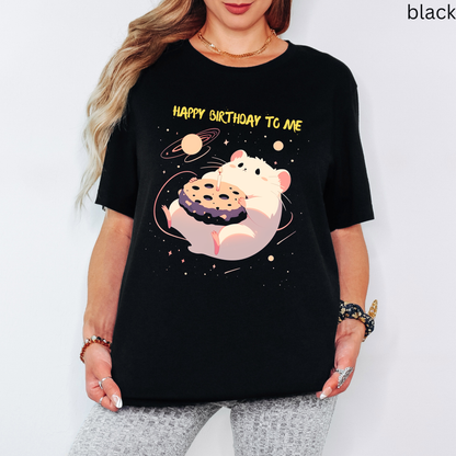 Happy Birthday To Me - Floating Hamster in Space Graphic Tee
