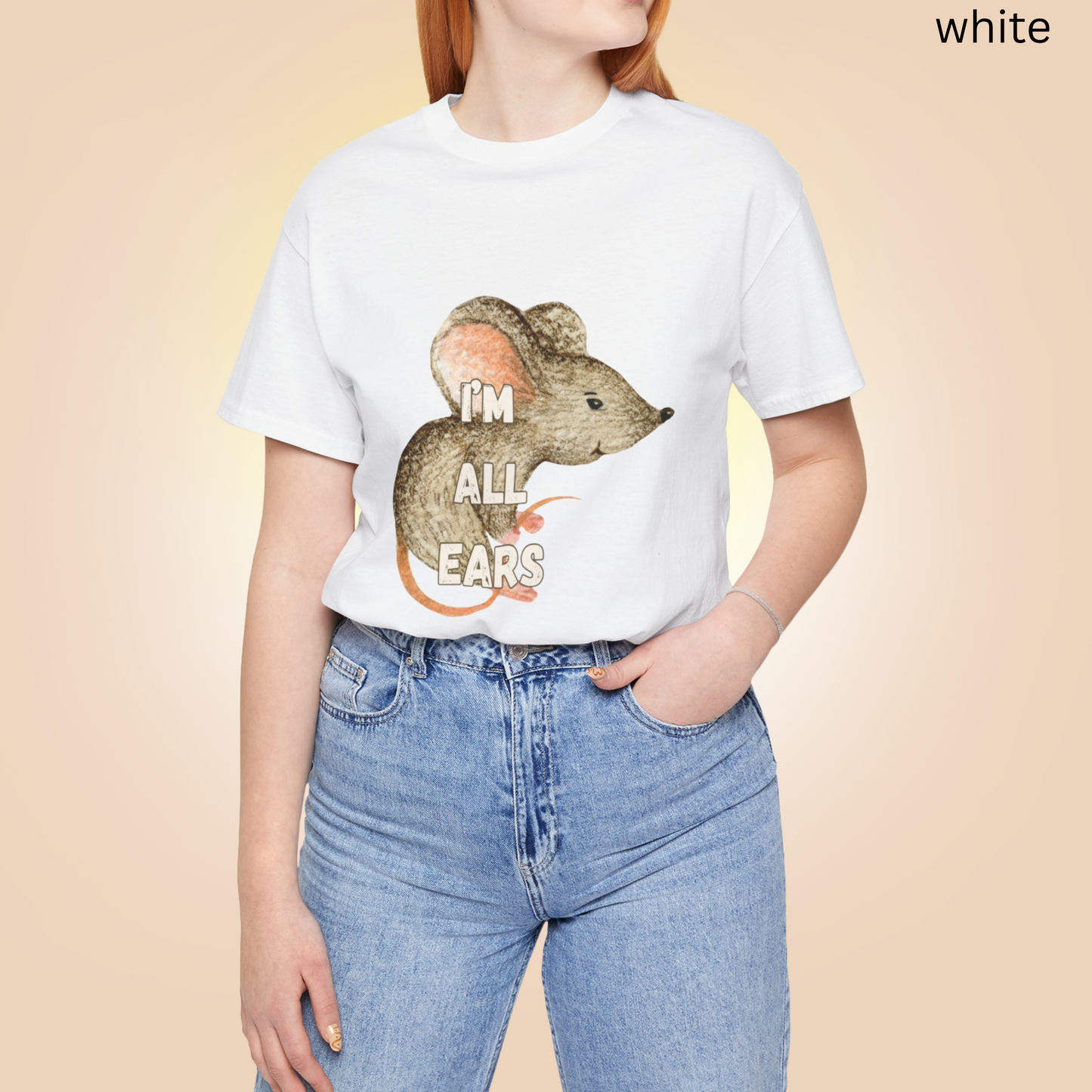 Mouse T Shirt - Im All Ears Graphic Tee, Wordplay Humor Animal Lover Gift, Whimsical Rodent Apparel, Quirky Pet Parent Clothing