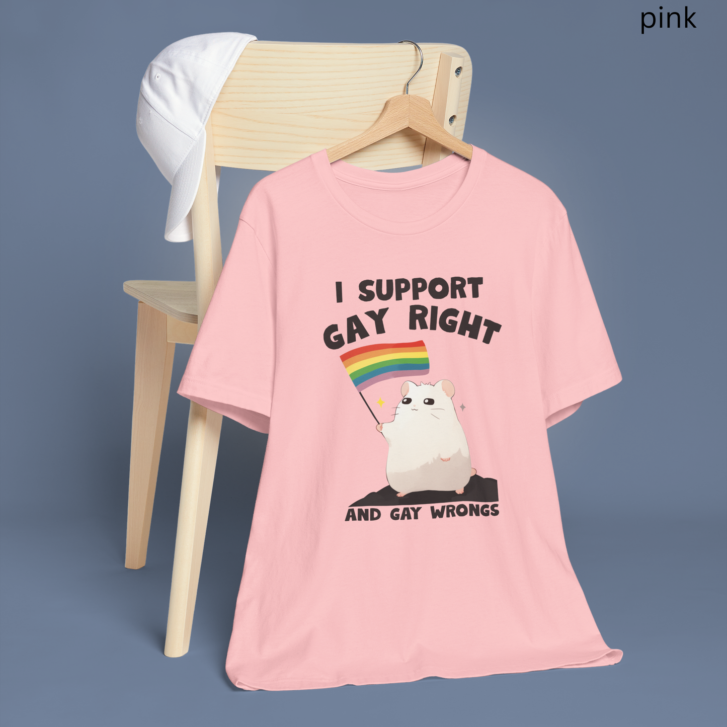 Funny Hamster Pride Shirt - LGBTQ+ Graphic Tee, I Support Gay Right and Gay Wrongs, Pride Gift Idea, T-Shirt with Rainbow Flag