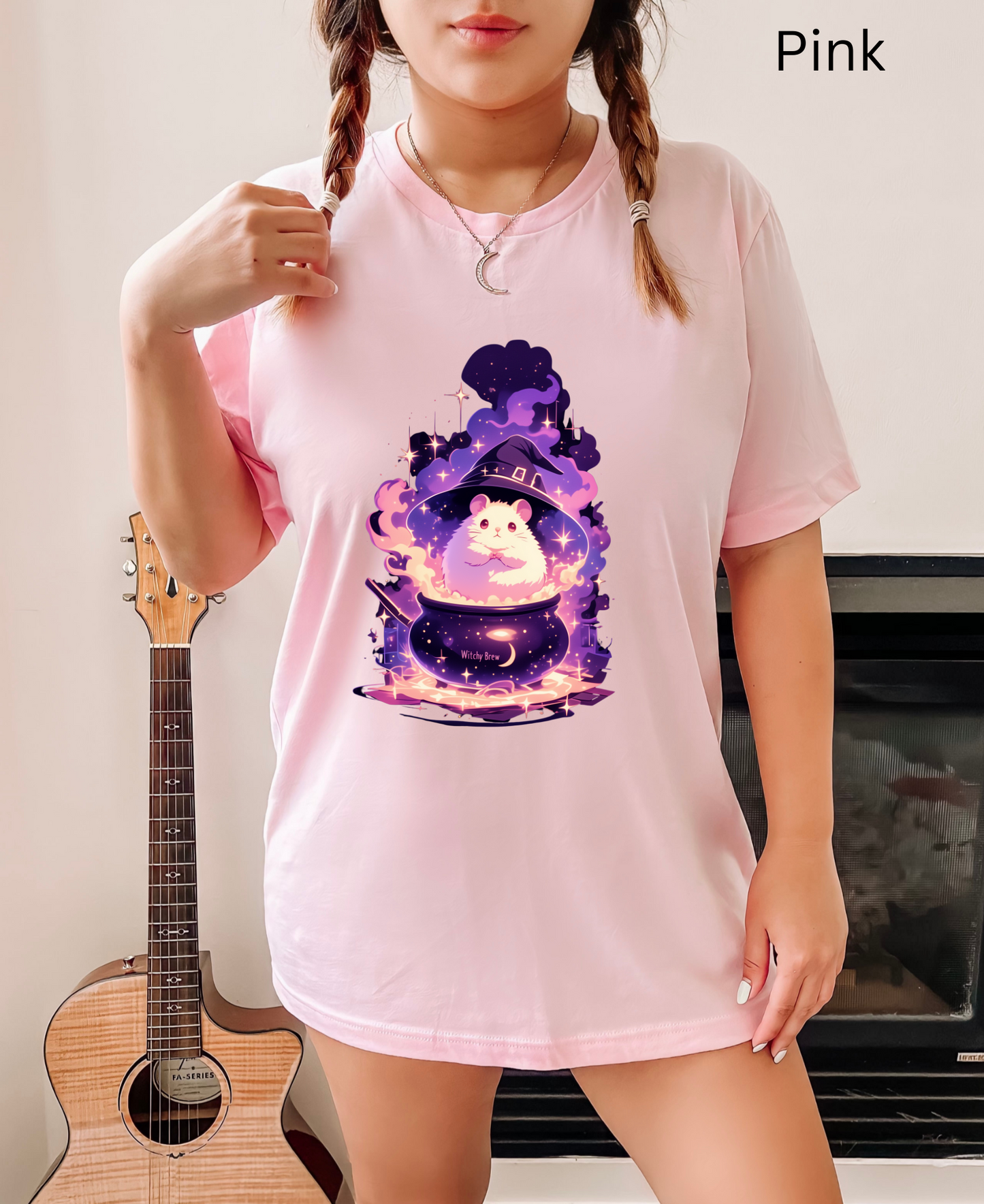 Halloween Magic Tee, Cute Hamster Witchy T-Shirt, Unisex Jersey Short Sleeve Top, Magical Cauldron Shirt, White Fluffy Animal, Spooky Vibes