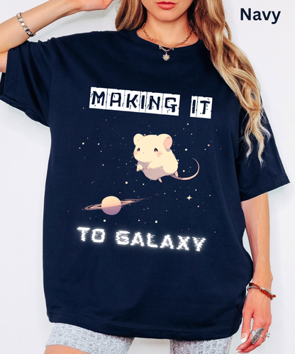 Making it to Galaxy - Cute Kawaii Mouse Space T-Shirt