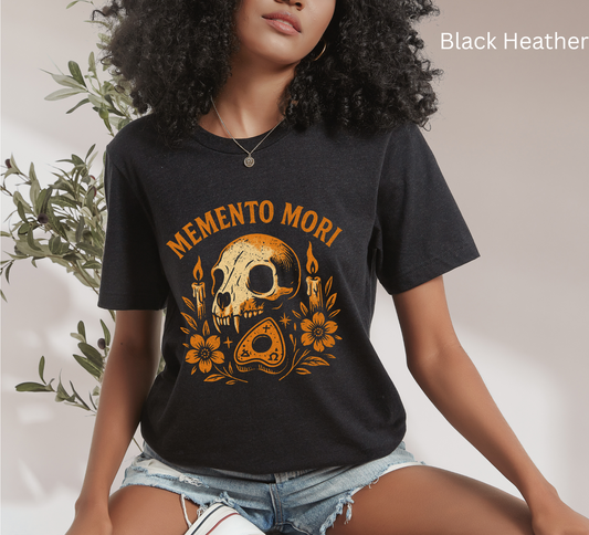 Memento Mori T Shirt - Gothic Cryptic Skull Tee, Occult Dark Academia Top, Macabre Spooky Gift | Vanitas Icon Design, Goth Halloween gift