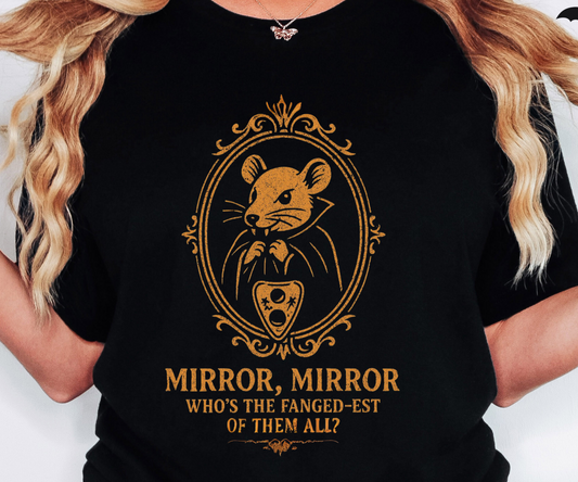 Funny Halloween T Shirt - Creepy Cute Vampire Tee, Gothic Dark Humor Top, Unique Spooky Gift | Mirror Mirror Parody